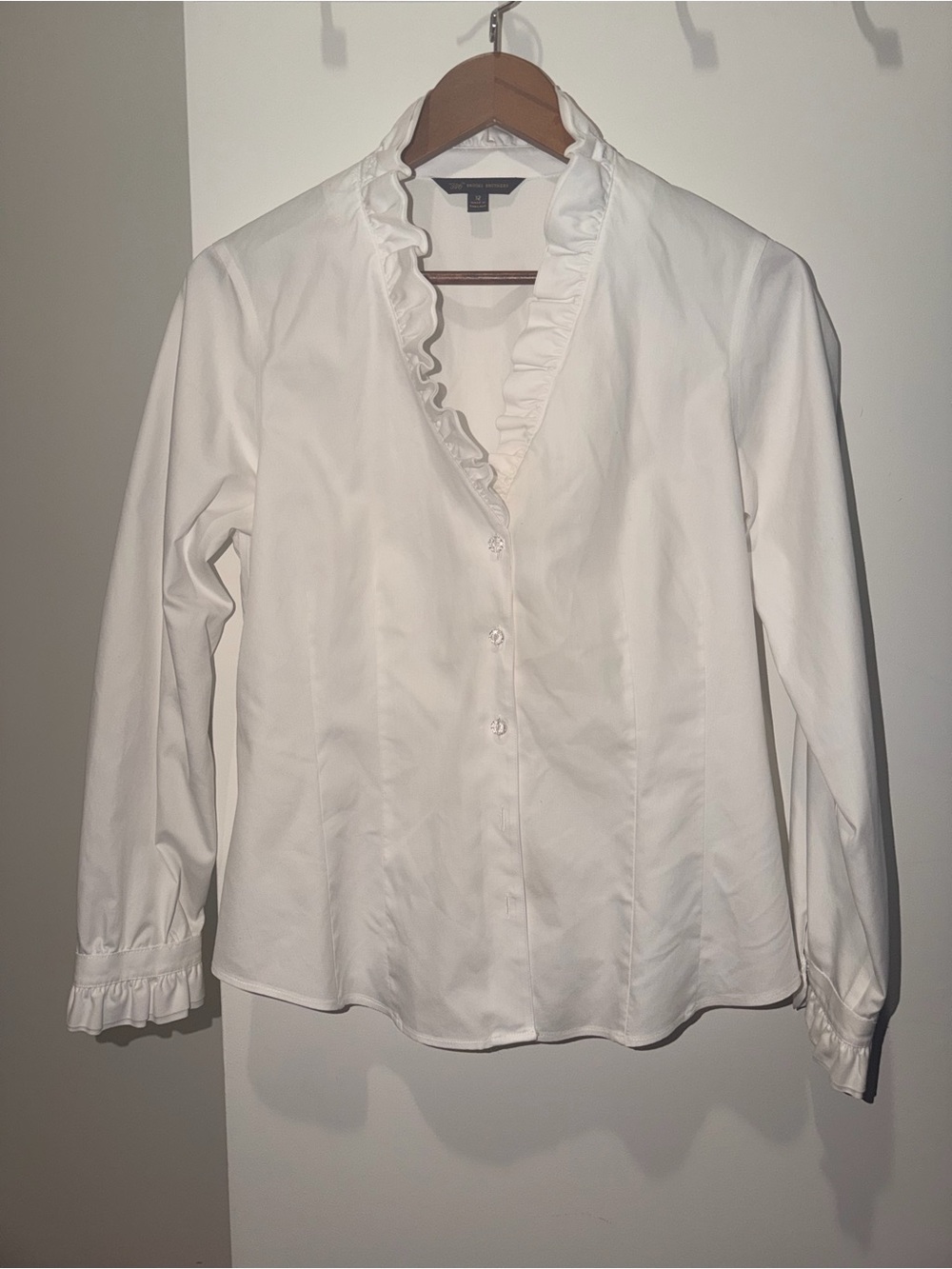 Brookes Brothers white ruffle blouse size 12
